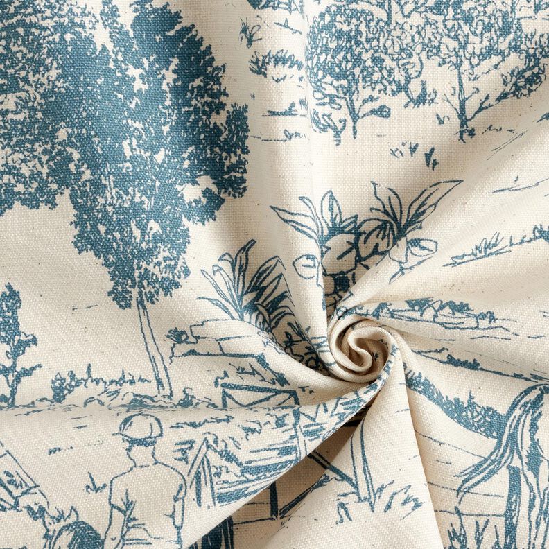 Decor Fabric Panama Riding – denim blue/natural,  image number 3