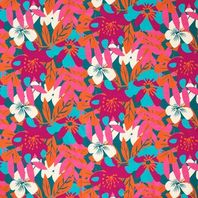 French Terry Large Flowers – petrol, 