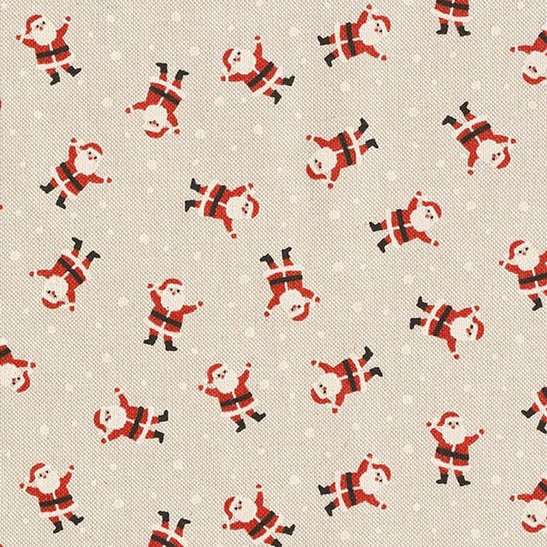 Decorative fabric half Panama mini Santa Clauses – natural, image number 6