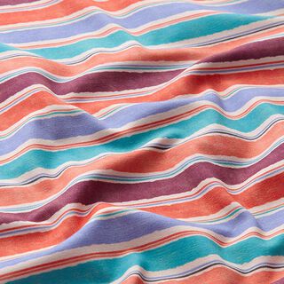 Cotton Jersey watercolour stripes – sand/salmon, 