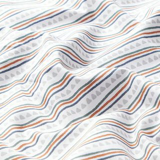 GOTS Cotton Poplin Lines and triangles – white, 