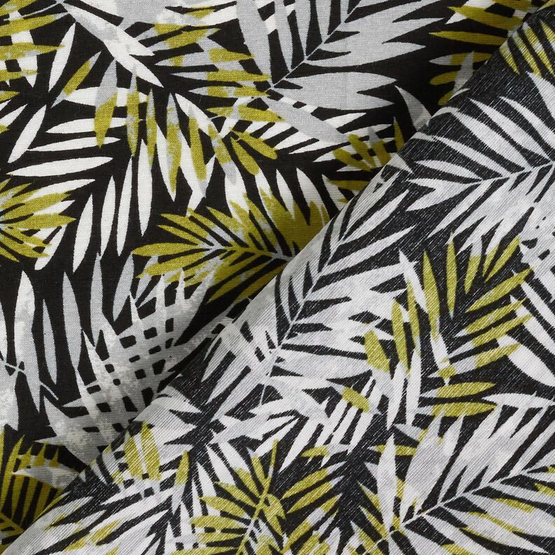 Palm leaves viscose blend – black/yellow olive,  image number 4