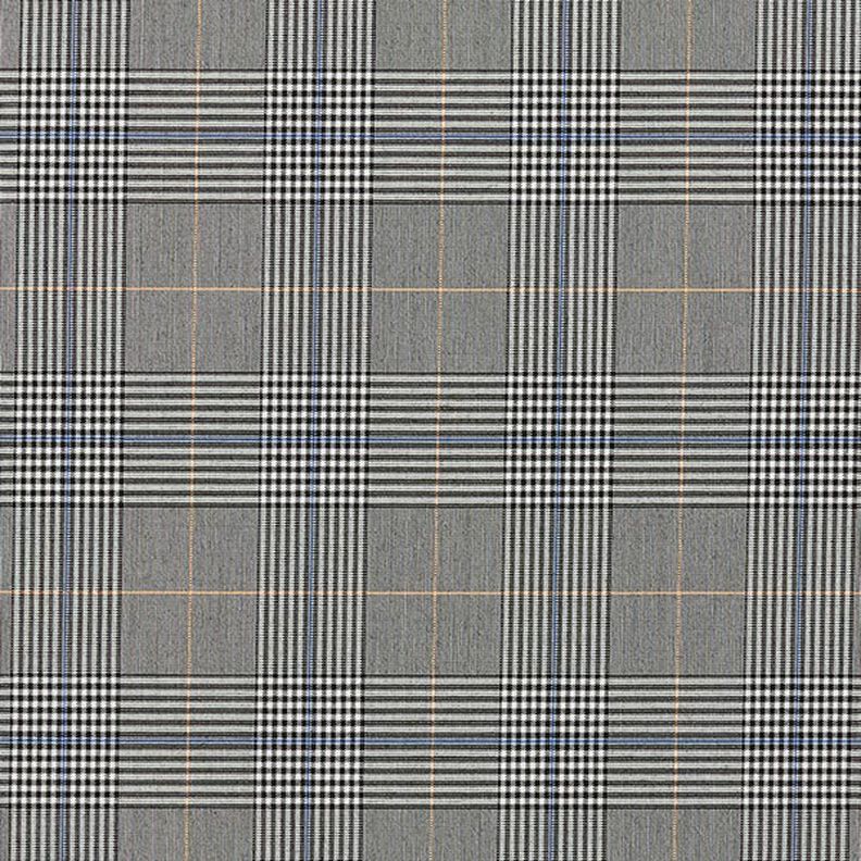 Glen Plaid Stretch Viscose – grey/indigo,  image number 1