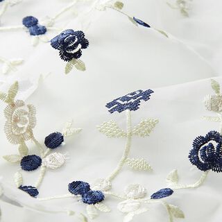 Floral embroidery organza – white, 