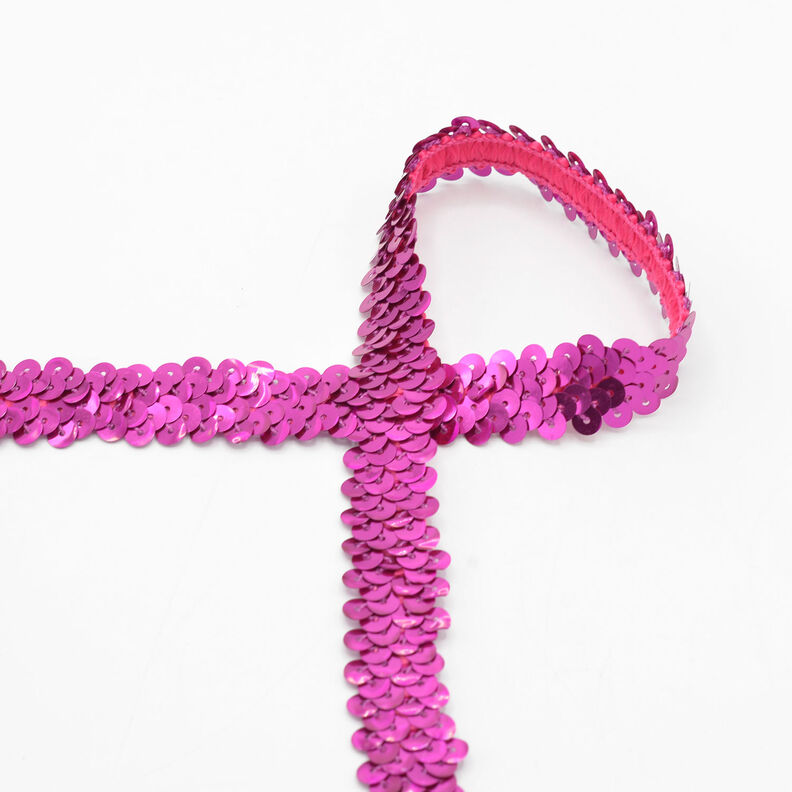 Elastic sequin trim [20 mm] – pink,  image number 1