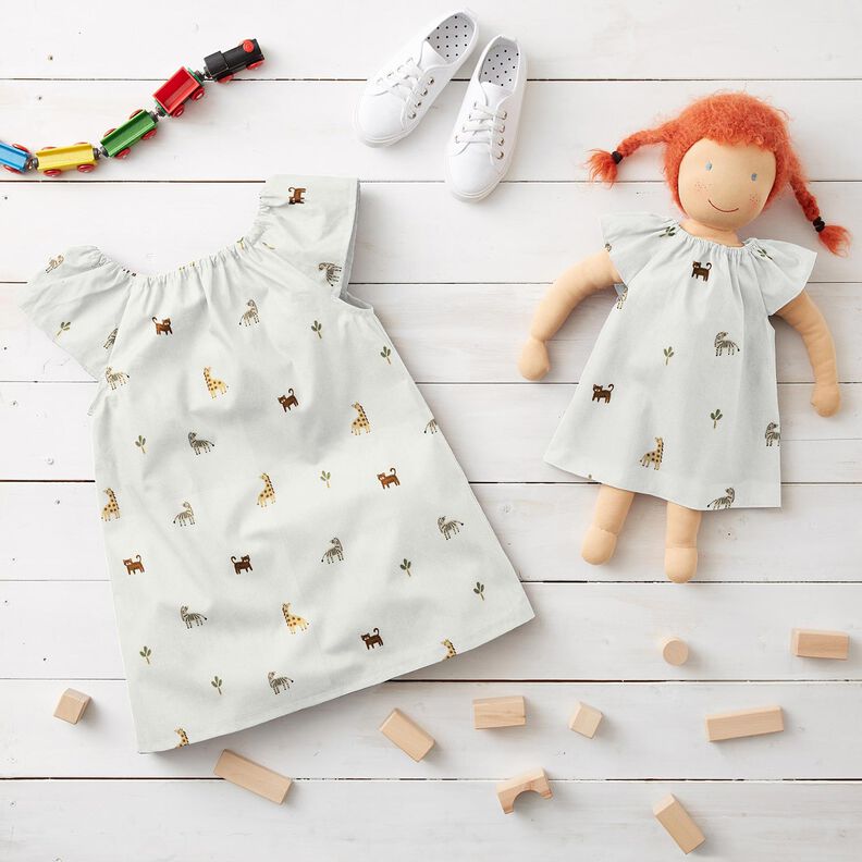 Cotton Jersey little steppe animals &ndash; white,  image number 6