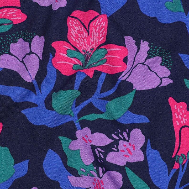 LENZING™ ECOVERO™ viscose fabric  Amira Floral | Nerida Hansen – midnight blue/intense pink,  image number 2