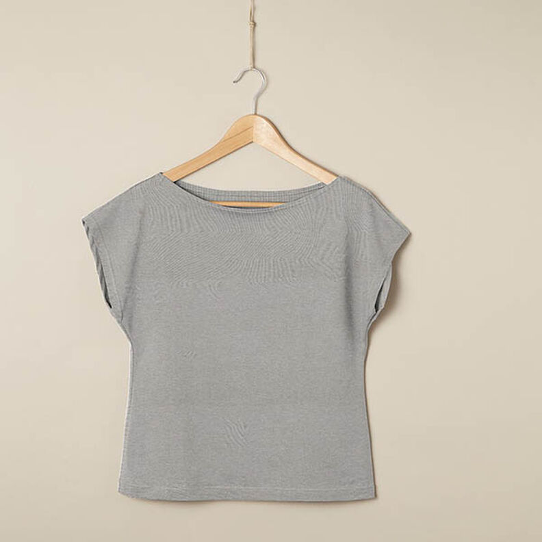 Plain cotton linen blend jersey – grey,  image number 6