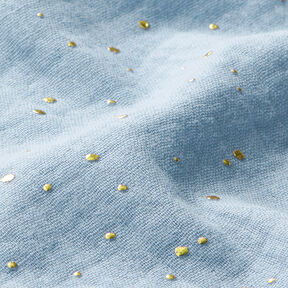 Scattered Gold Polka Dots Cotton Muslin – light blue/gold, 