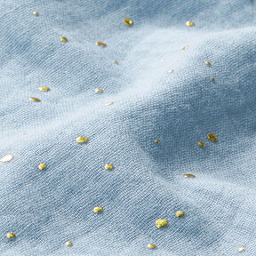 Scattered Gold Polka Dots Cotton Muslin – light blue/gold, 