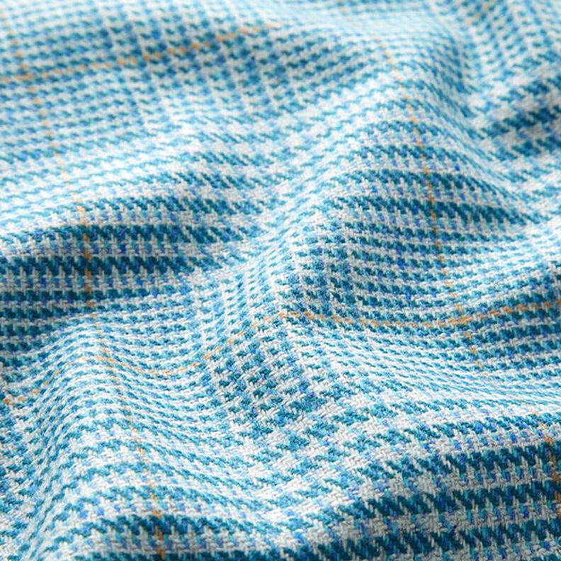 Glen Plaid Wool Fabric – turquoise,  image number 2
