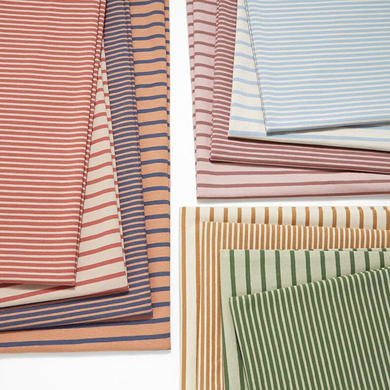 Narrow & Wide Stripes Cotton Jersey – copper/denim blue,  image number 6
