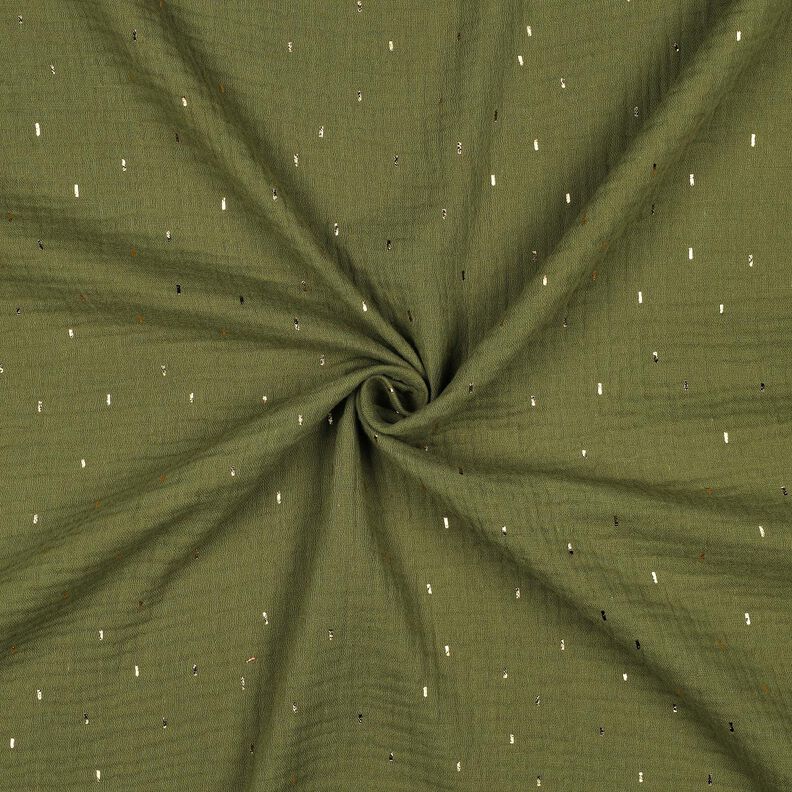 Double Gauze/Muslin Rectangle Foil Print | Poppy Fabrics – pine/metallic gold,  image number 3