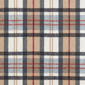 Coat fabric roughened tartan – light blue/beige, 