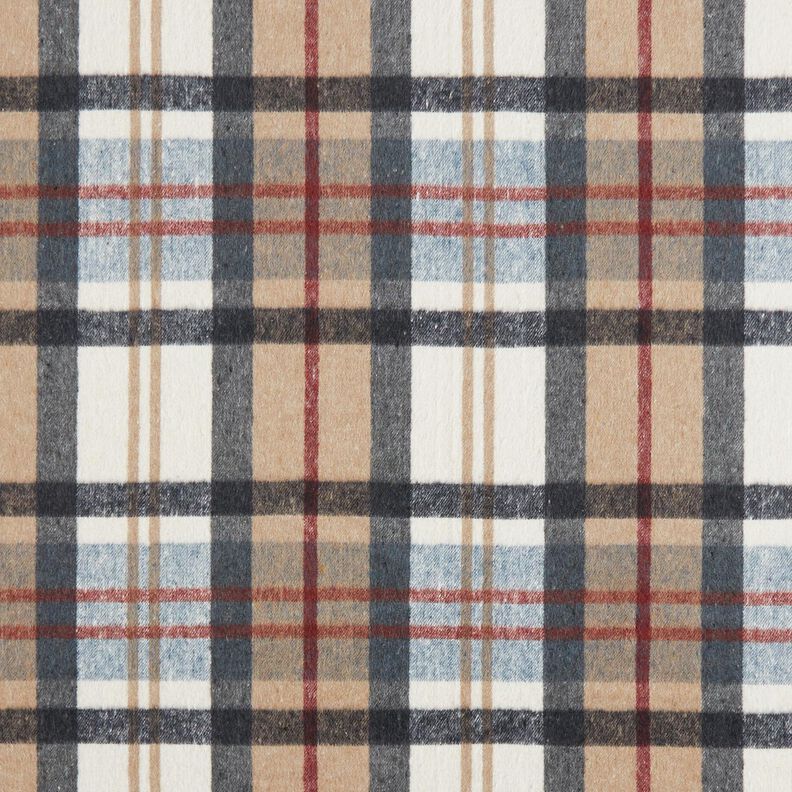 Coat fabric roughened tartan – light blue/beige,  image number 1