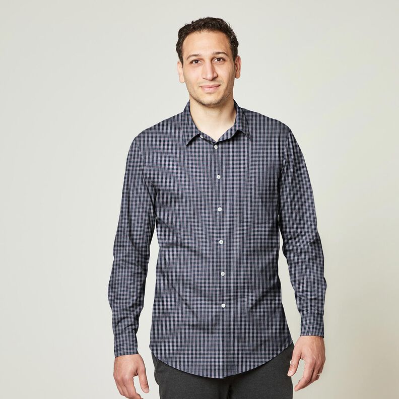 Shirt fabric double check – navy blue/burgundy,  image number 6