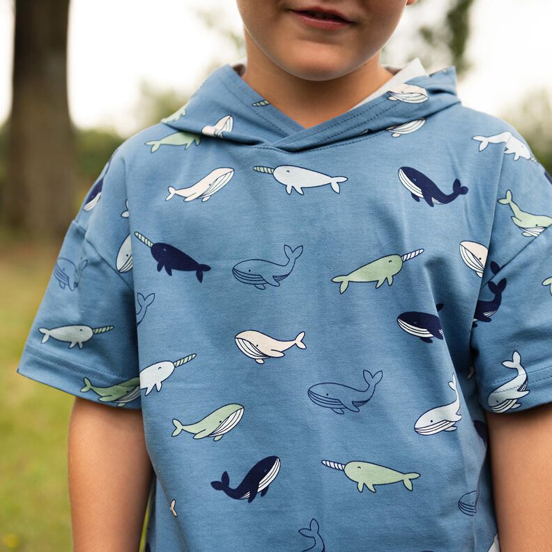 Cotton Jersey cute whales| Poppy Fabrics – blue grey/navy blue,  image number 5