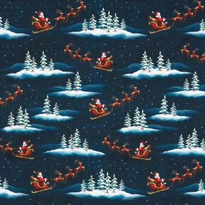 French Terry Santa Claus is coming | Glitzerpüppi – midnight blue/chili, 