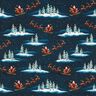 French Terry Santa Claus is coming | Glitzerpüppi – midnight blue/chili,  thumbnail number 1