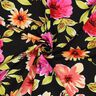 viscose fabric large flowers digital print – black/purple,  thumbnail number 3