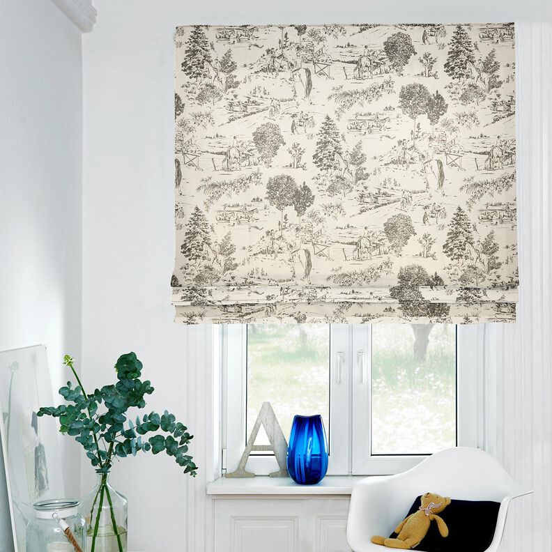 Decor Fabric Panama Riding – grey/natural,  image number 6