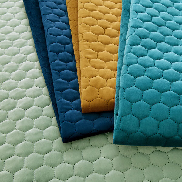 Upholstery Fabric Velvet Honeycomb Quilt – mustard, image number 5