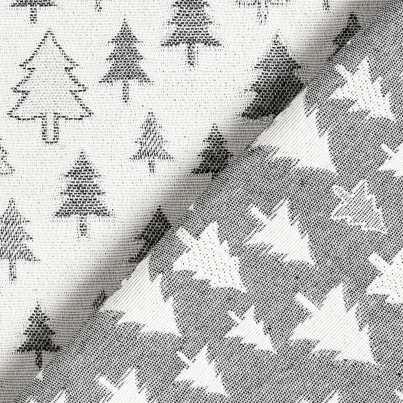 Decor Fabric Jacquard glittering fir trees – anthracite/silver,  image number 4