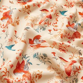 LENZING™ ECOVERO™ viscose fabric birds and fairies | Katia Fabrics – cream/fire red, 
