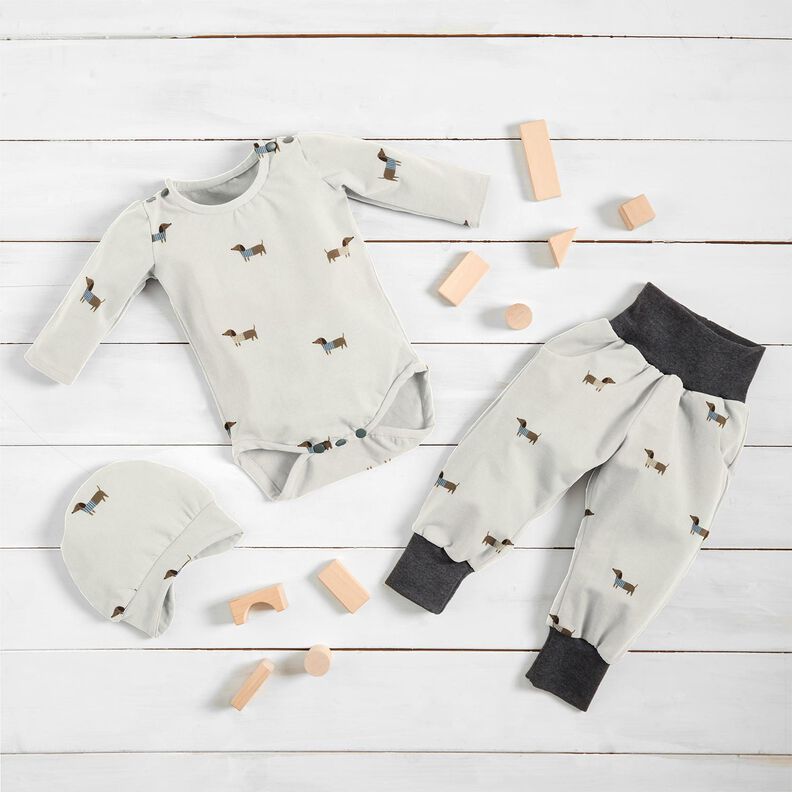 Cotton Jersey happy dachshunds – ivory,  image number 5
