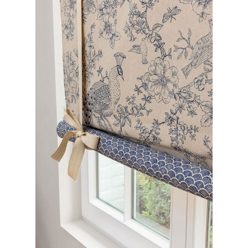 Decor Fabric Half Panama romantic peacocks – natural/blue,  image number 5