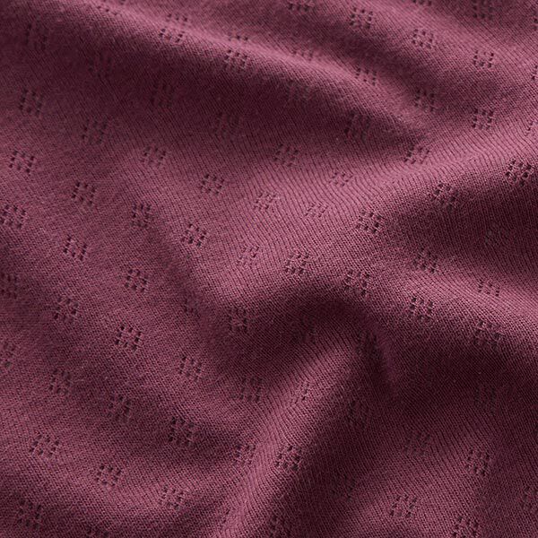 Fine Jersey Knit with Openwork – aubergine,  image number 2
