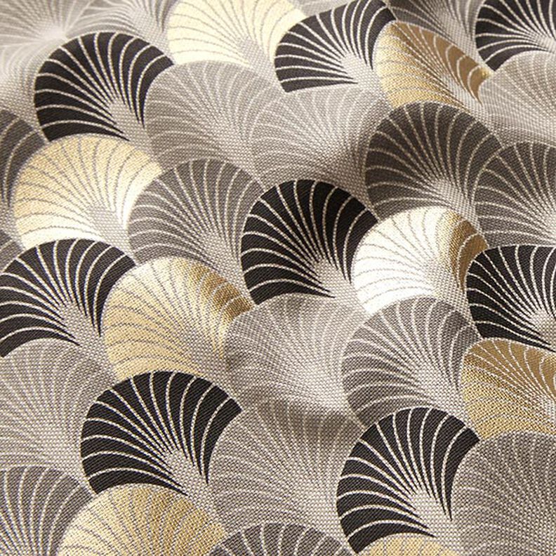 Decor Fabric Half Panama premium gold arches print – black/gold,  image number 2