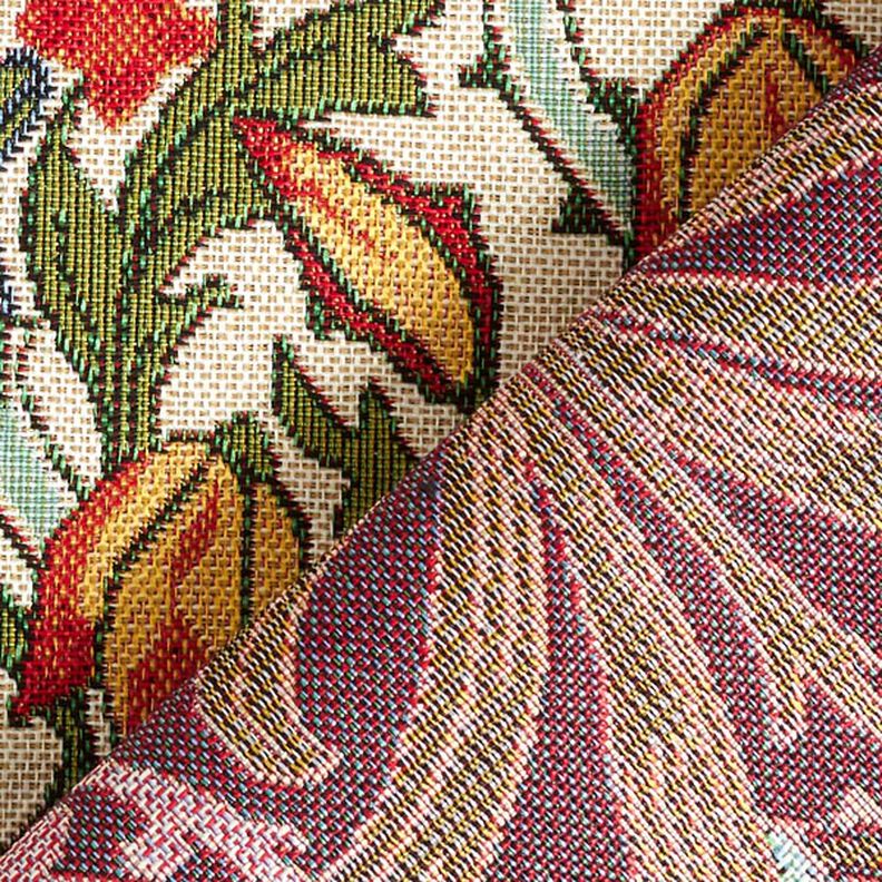 Decor Fabric Tapestry Fabric floral art nouveau motif – cream/light green,  image number 4