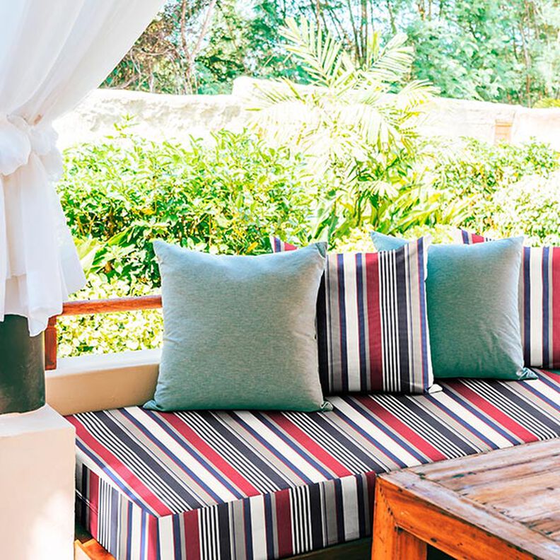 Outdoor Fabric Canvas mixed stripes – white/navy blue,  image number 6
