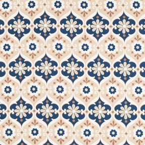 Jersey floral ornaments – beige/navy blue, 
