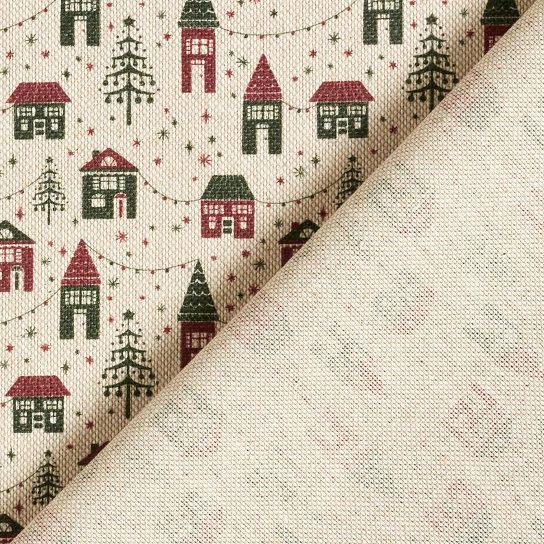 Decor Fabric Half Panama Winter Village – natural/dark pine, image number 4