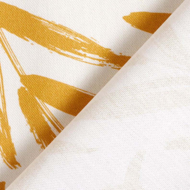 Decor Fabric Half Panama minimalist leaves – mustard/natural, image number 4