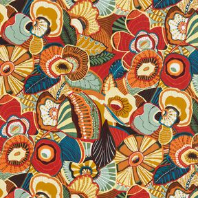 Cotton Cretonne Folklore Flowers – carmine/petrol, 