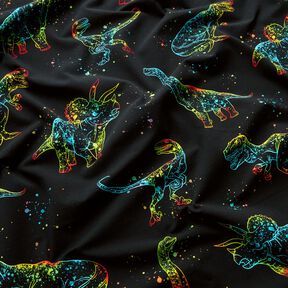 Cotton Jersey Dino outlines | Glitzerpüppi – black/colour mix, 