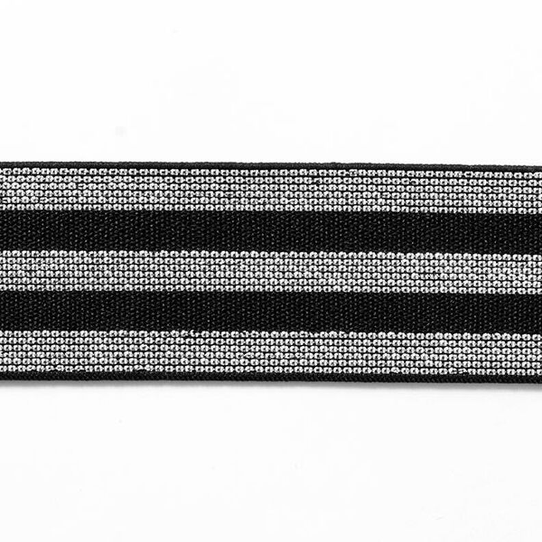 Striped Elastic [40 mm] – black/silver,  image number 1