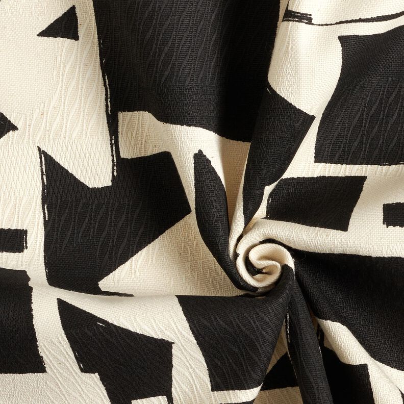 Decor Fabric Jacquard abstract, textured – black/offwhite,  image number 3