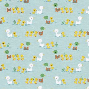 Cotton Jersey Duckling with chicks – light blue, 