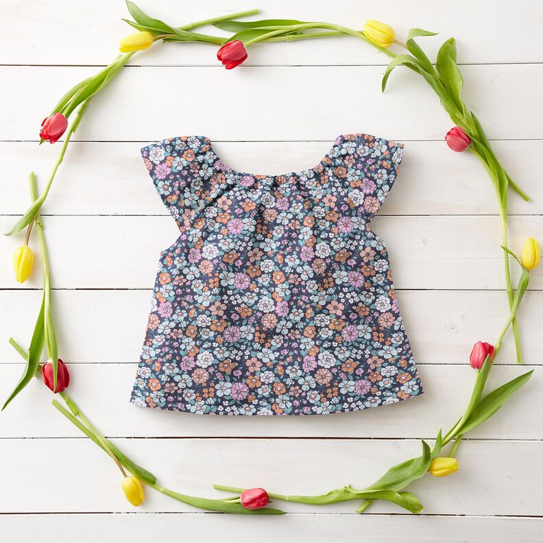 GOTS Cotton Poplin Flower Meadow | Poppy Fabrics – slate grey,  image number 5