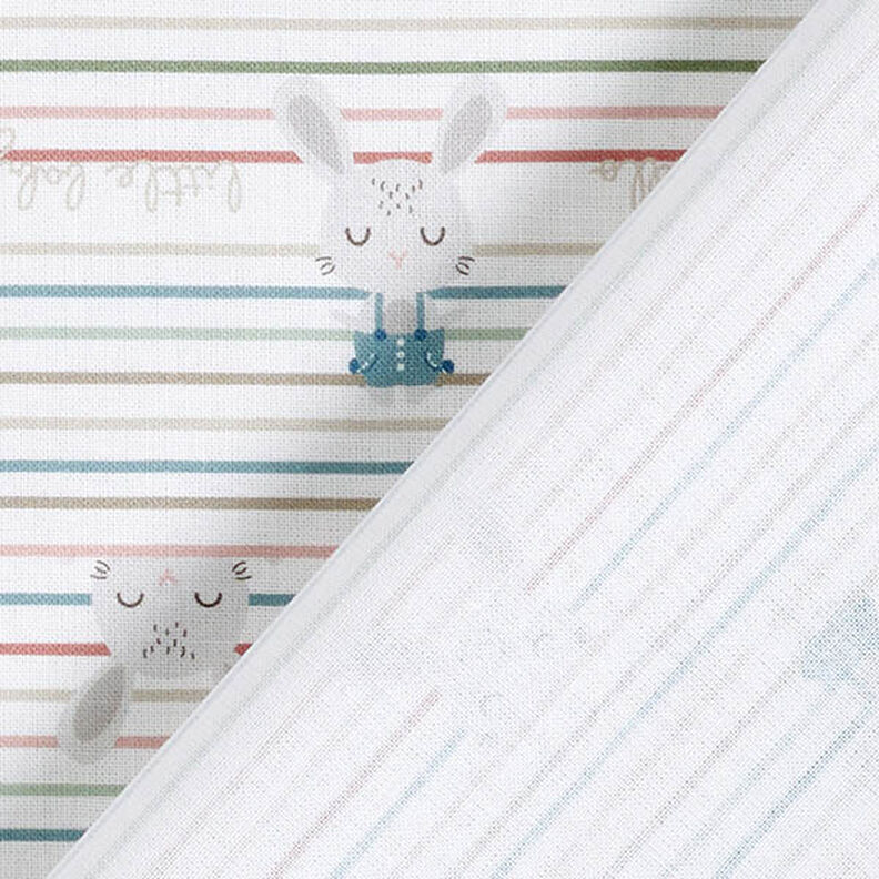 Organic Cotton Poplin baby bunny and stripes – white,  image number 4