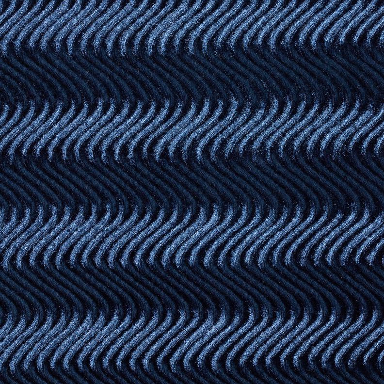 Stretch velvet embossed waves – navy blue,  image number 1