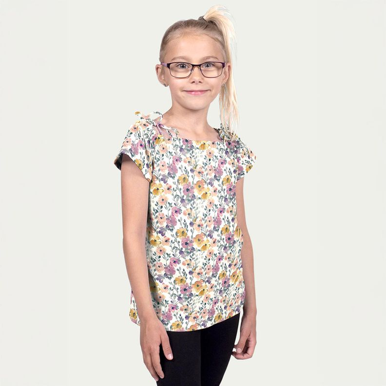 GOTS Cotton Jersey Watercolour Floral Meadow Digital Print – ivory, image number 7