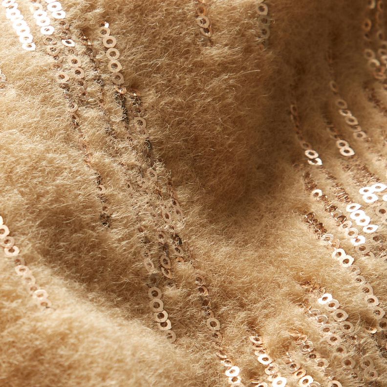 Knitted coat fabric sequin stripes – beige, image number 3