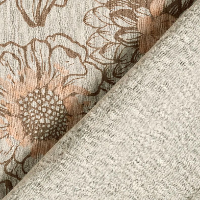 Double Gauze/Muslin Summer Flowers – light taupe/medium brown, image number 4