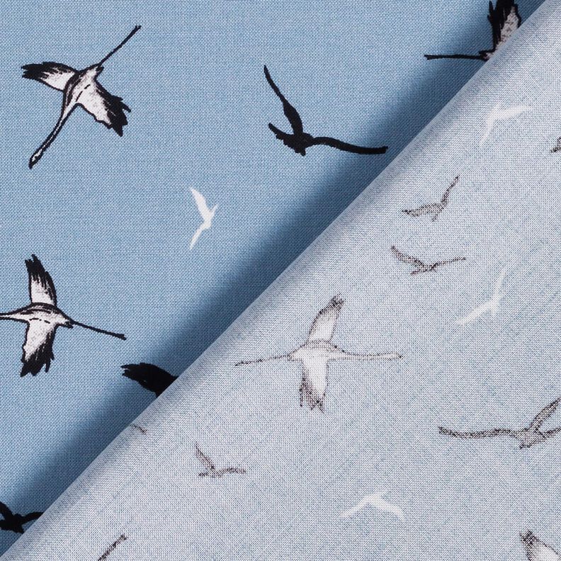 Cranes bamboo fabric – blue grey,  image number 4