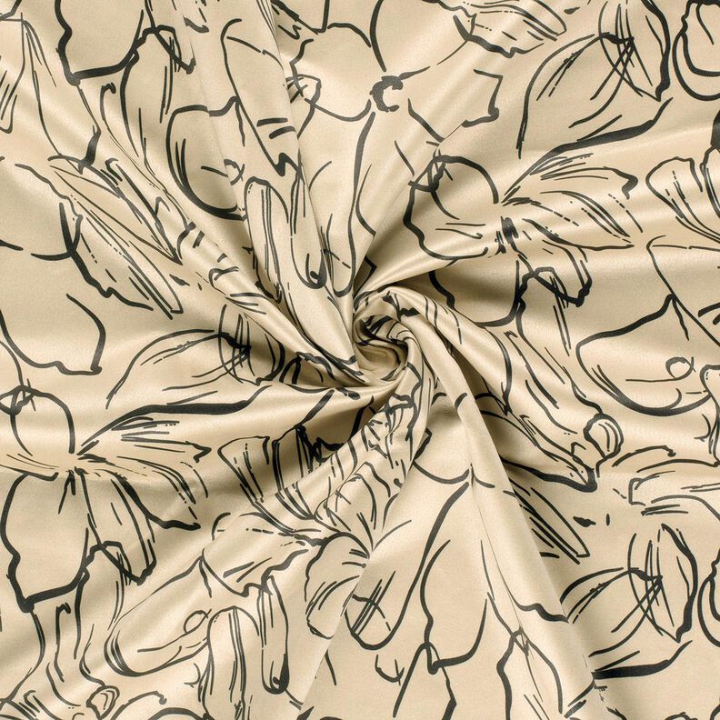 Stretch velour flower sketches – sand/black, image number 3
